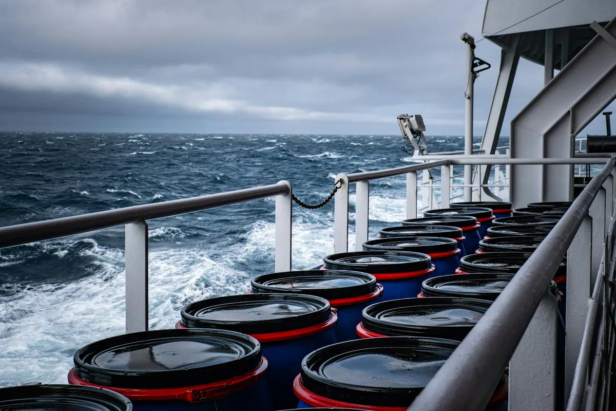 A container vessel on the North Atlantic